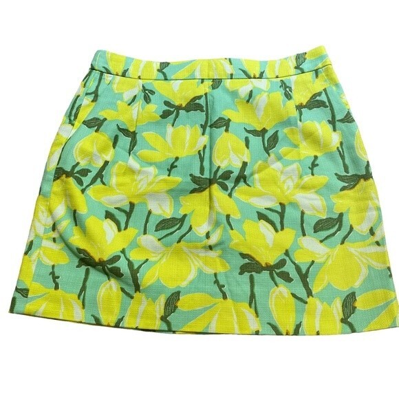 J Crew Womens Size 6 Floral Straight Above Knee Pencil Skirt Yellow and Blue - Picture 2 of 14